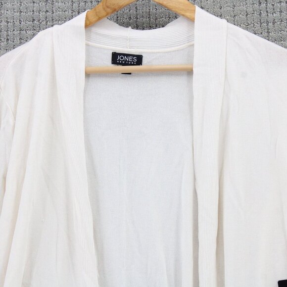 Jones New York Cardigan Womens XL White Solid Open Front Long Sleeve Cotton NWT - Picture 5 of 9